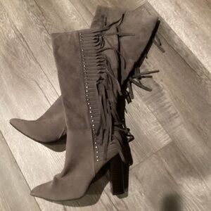 Gypsy Girl Tall Heel Boots, Size 8.5, Color Gray
